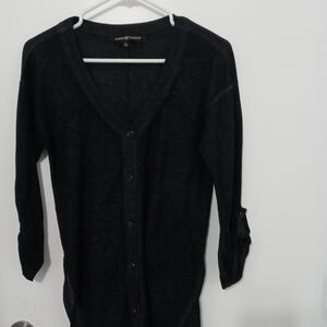 Almost Famous Sheer Button Down Thermal Pajama Shirt